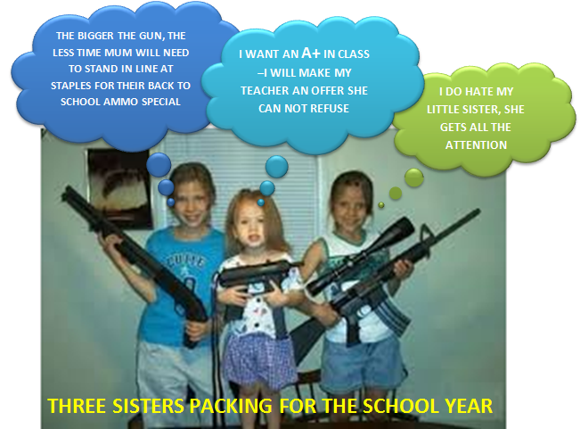 three sisters packing for the school year